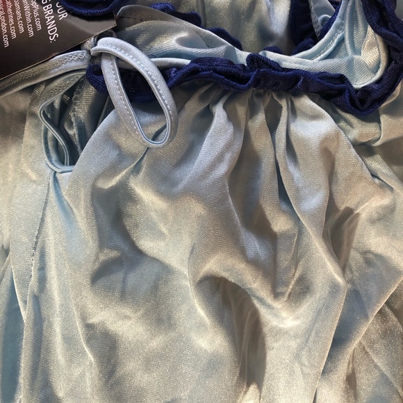 Amoureuse NWT Baby Doll Ruffle Gown Sky Blue w/ Royal Blue Trim-wms sz 4x(34/36) - Picture 9 of 12